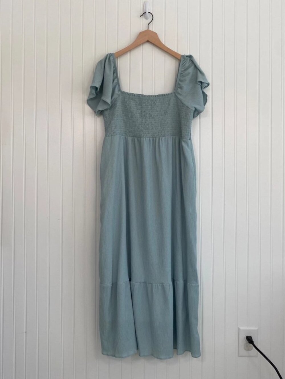 Womens Milkmaid Coquette Tiered Maxi Dress Size L Smocked Peasant Cottagecore  T